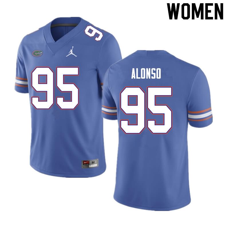 Women's NCAA Florida Gators Lucas Alonso #95 Stitched Authentic Nike Blue College Football Jersey HFV6765CC